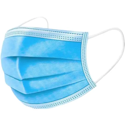 Disposable Protective 3-Ply Face Mask Blue-White Front
